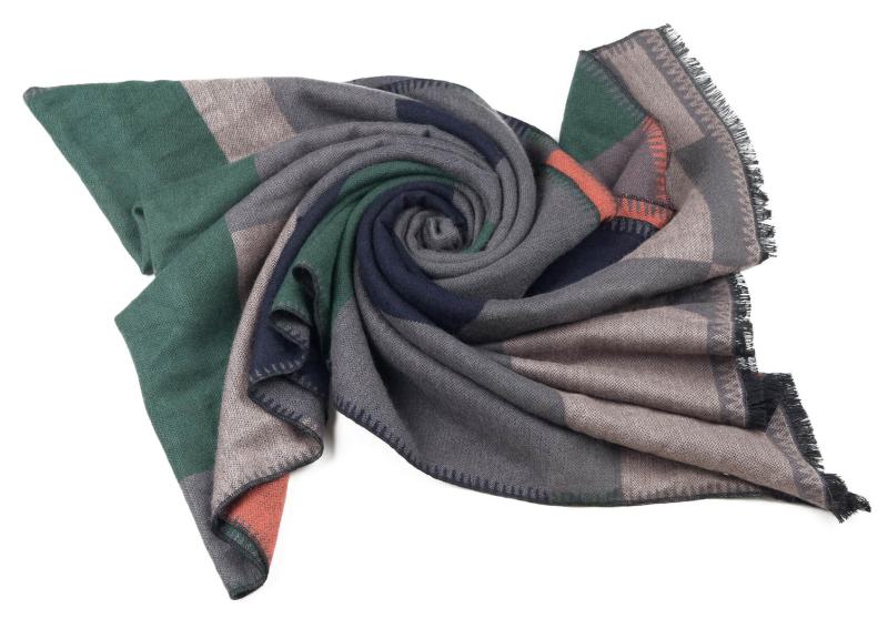 Scarf Shawl Viscos fleecy Green Orange Grey Blau